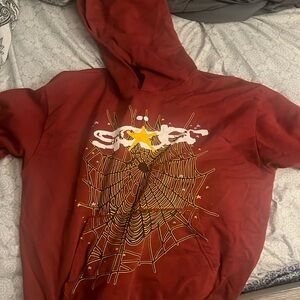 Sp5der Logo Hoodie Maroon